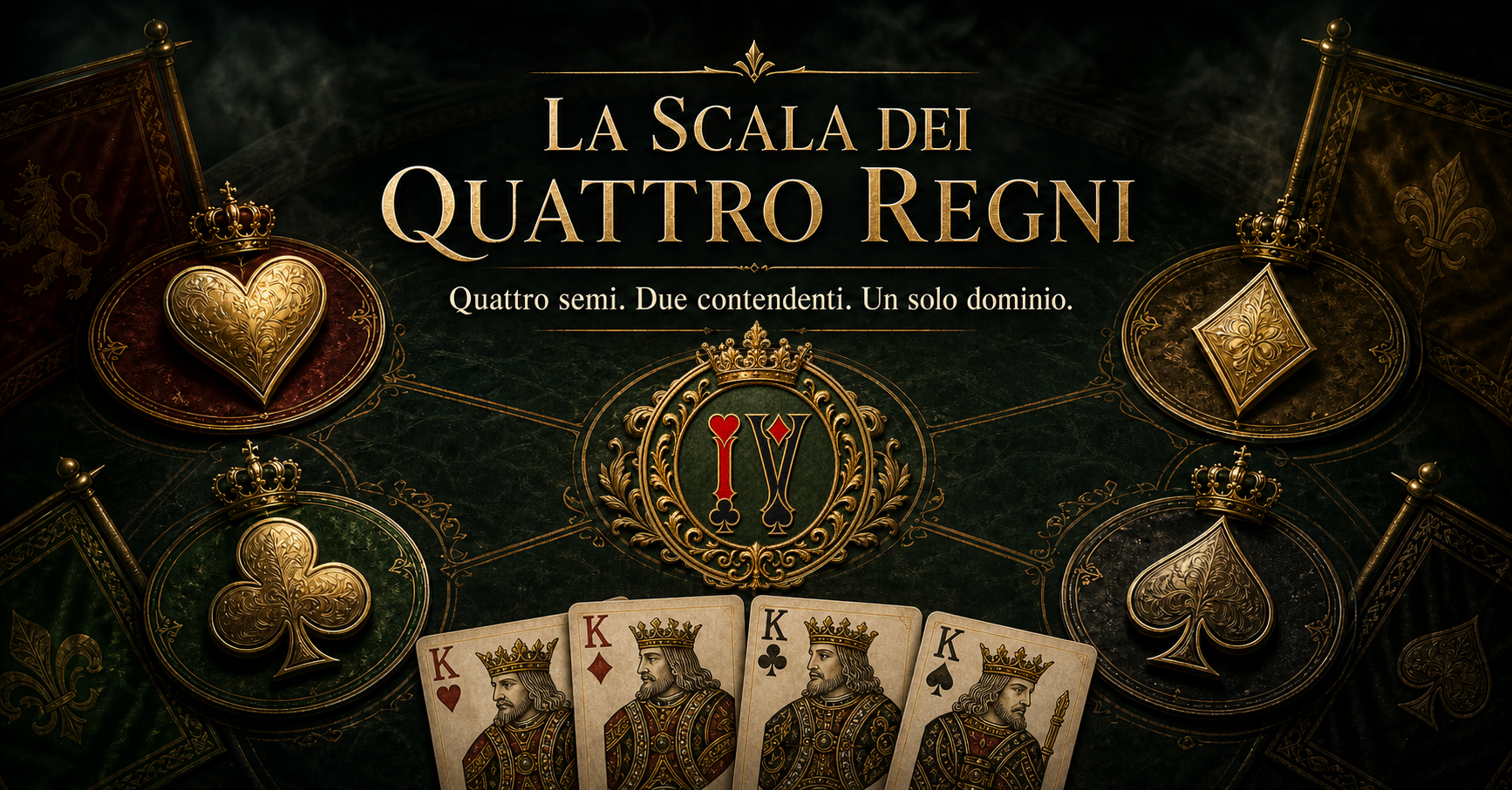 La Scala dei Quattro Regni: lo stemma dei quattro semi e i quattro Re